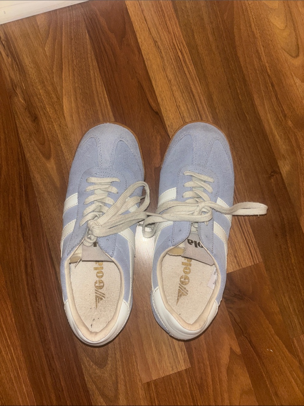 Gola Pale Blue Suede Sneakers with White Stripes